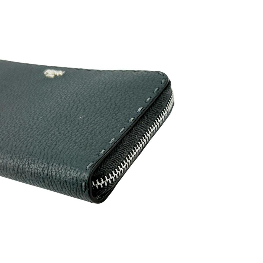 フェンディ ■美品■ セレリア ラウンドシップ 長 財布 ウォレット ステッチ レザー グレー 【680120】11 |  | 02