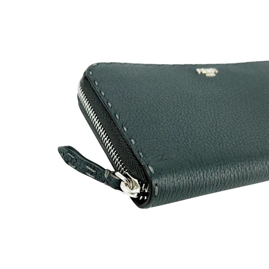 フェンディ ■美品■ セレリア ラウンドシップ 長 財布 ウォレット ステッチ レザー グレー 【680120】11 |  | 03