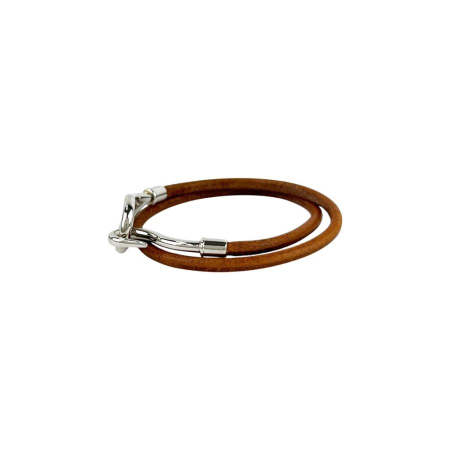 エルメス ■中古■ ジャンボ ブレスレット ２連 フック アクセサリー レザー SS ブラウン シルバー 箱 【680588】11 |  | 01