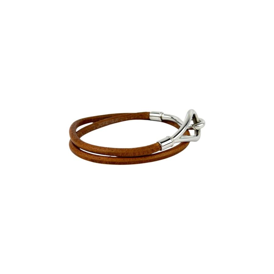 エルメス ■中古■ ジャンボ ブレスレット ２連 フック アクセサリー レザー SS ブラウン シルバー 箱 【680588】11 |  | 02