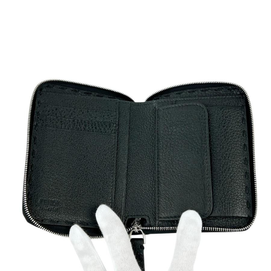 フェンディ ■美品■ セレリア 二つ折り 財布 ウォレット ラウンドジップ ステッチ レザー ブラック 【680649】11 |  | 04