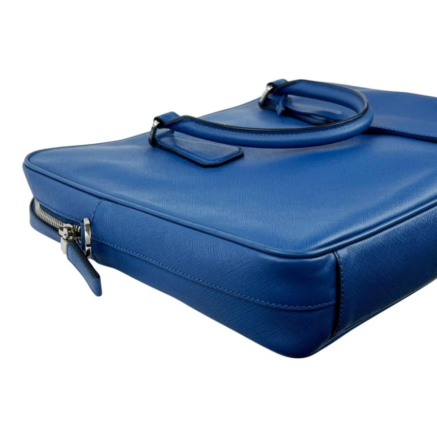 プラダ ■美品■ 2WAY ブリーフケース ビジネス バッグ ショルダー カバン トライアングルロゴ レザー ブルー VS0363 【687846】5 |  | 02