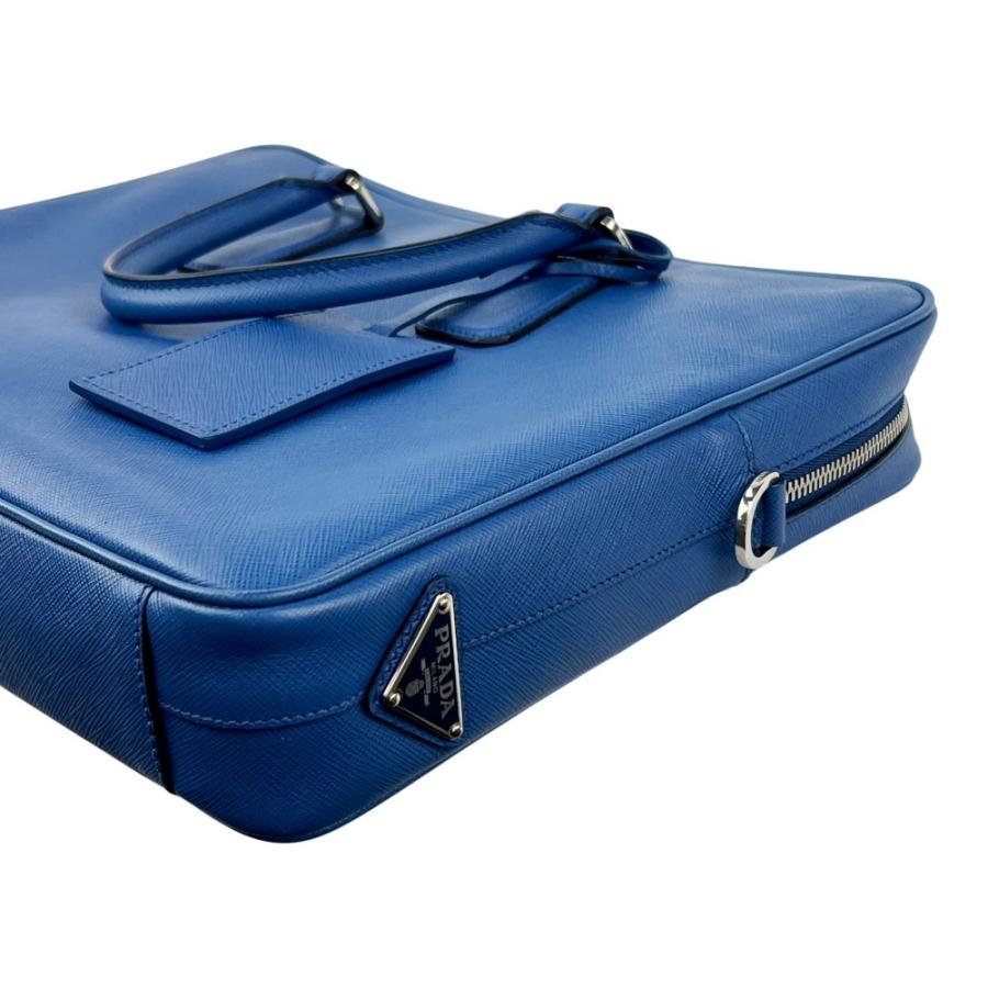 プラダ ■美品■ 2WAY ブリーフケース ビジネス バッグ ショルダー カバン トライアングルロゴ レザー ブルー VS0363 【687846】5 |  | 03