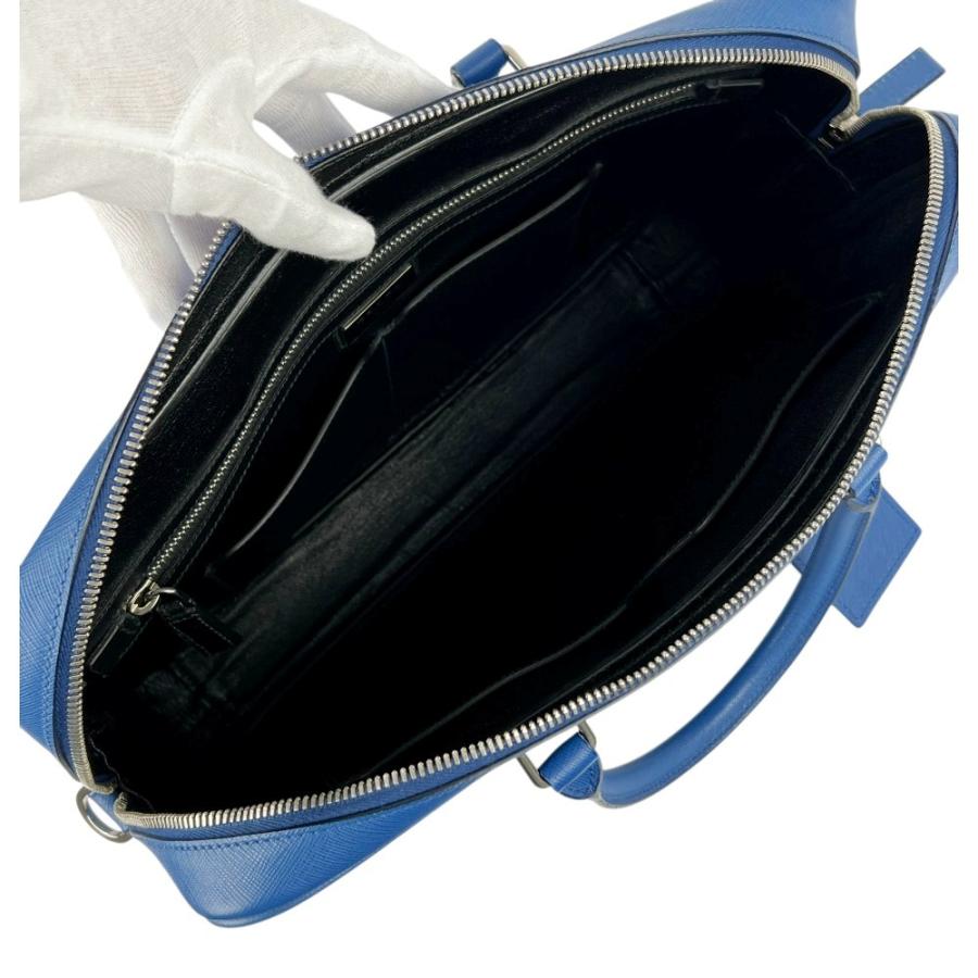 プラダ ■美品■ 2WAY ブリーフケース ビジネス バッグ ショルダー カバン トライアングルロゴ レザー ブルー VS0363 【687846】5 |  | 06