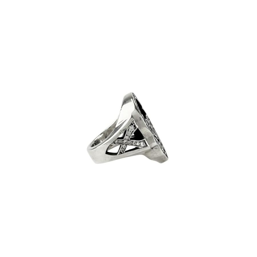 ジャスティンデイビス ■美品■ ホロウスカル リング 指輪 アクセサリー 黒石 SV925 シルバー #13 【690884】13 |  | 02