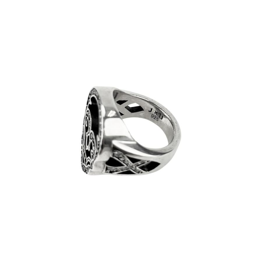 ジャスティンデイビス ■美品■ ホロウスカル リング 指輪 アクセサリー 黒石 SV925 シルバー #13 【690884】13 |  | 05