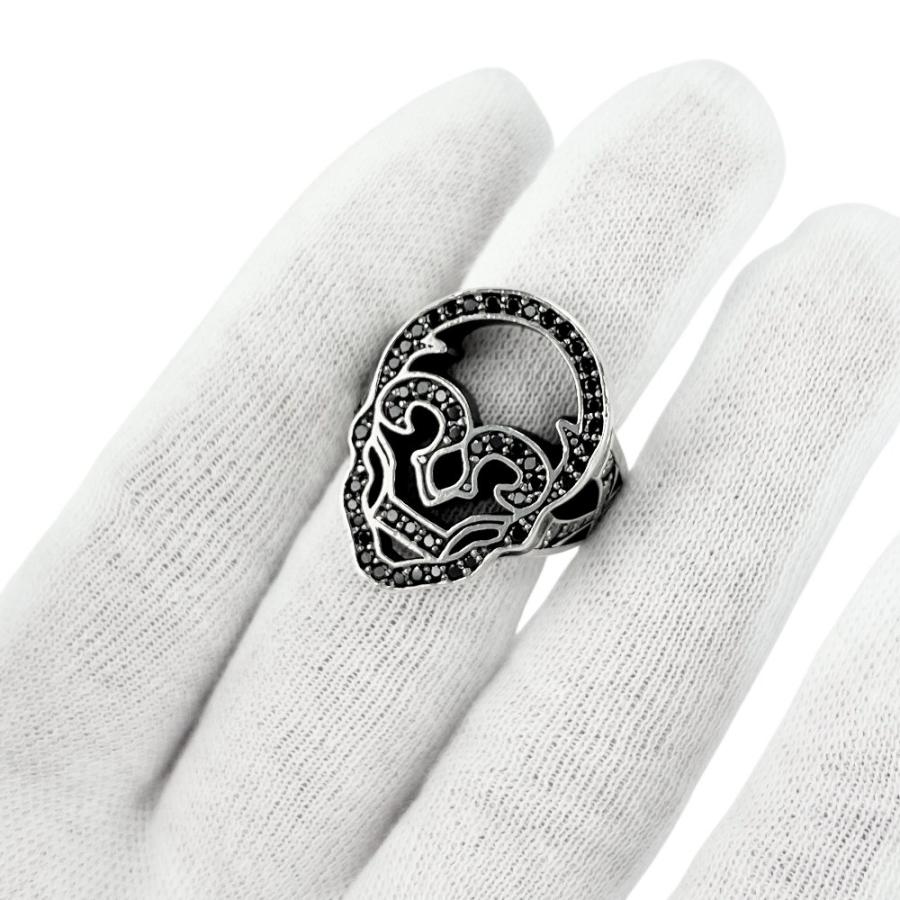 ジャスティンデイビス ■美品■ ホロウスカル リング 指輪 アクセサリー 黒石 SV925 シルバー #13 【690884】13 |  | 09