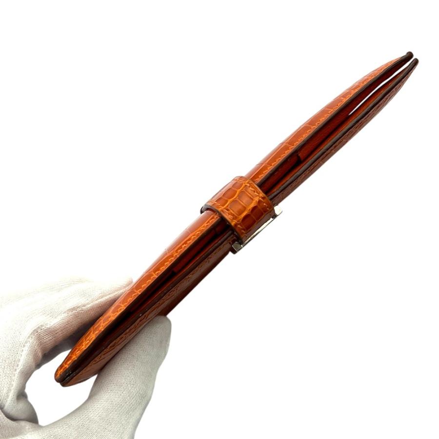 エルメス ■中古■ ベアン クラシック 長財布 二つ折り ウォレット アリゲーター オレンジ シルバー □J刻 箱 【696329】8 |  | 04