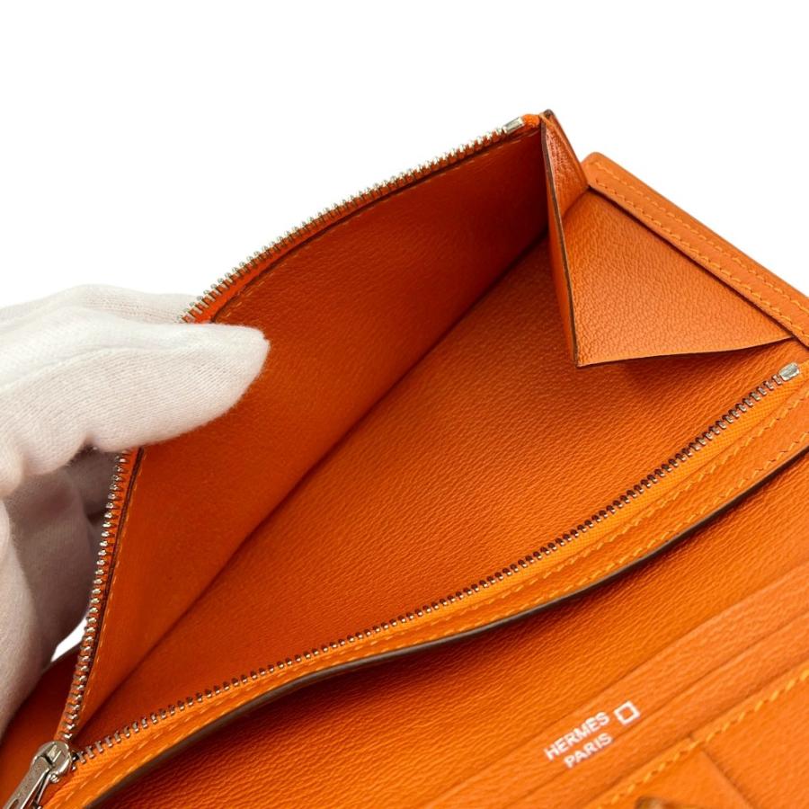 エルメス ■中古■ ベアン クラシック 長財布 二つ折り ウォレット アリゲーター オレンジ シルバー □J刻 箱 【696329】8 |  | 07