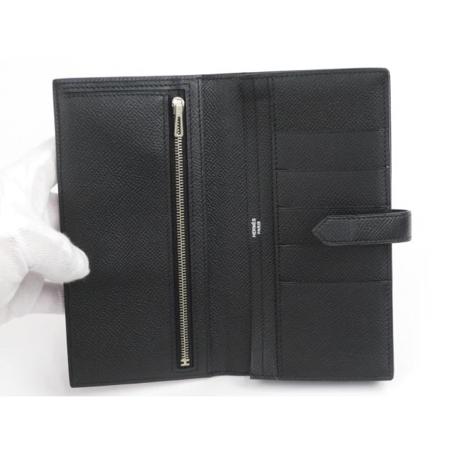■美品■　エルメス ベアン 長財布 サイフ ブラック エプソン □P刻 箱 【69666】 □美品□ エルメス ベアン 長財布 サイフ ブラック エプソン □P刻 箱