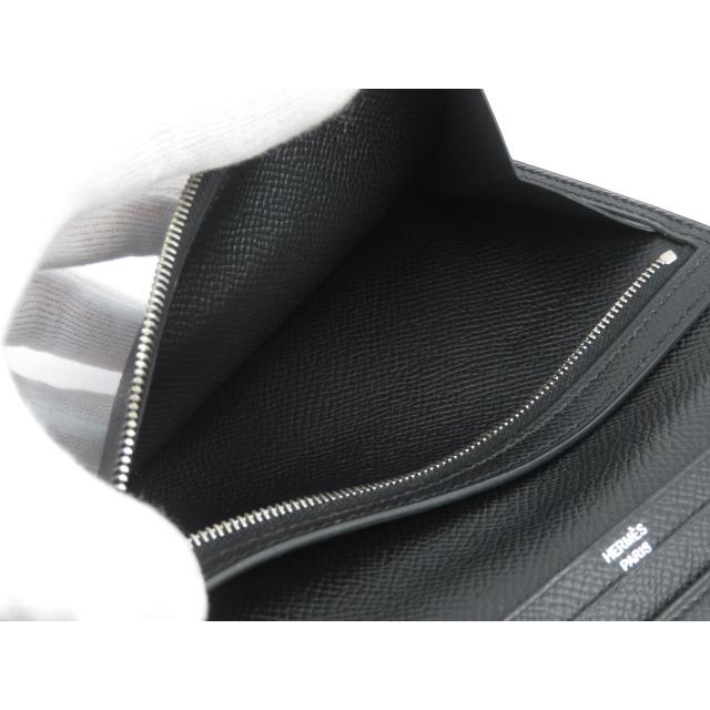 ■美品■　エルメス ベアン 長財布 サイフ ブラック エプソン □P刻 箱 【69666】 □美品□ エルメス ベアン 長財布 サイフ ブラック エプソン □P刻 箱