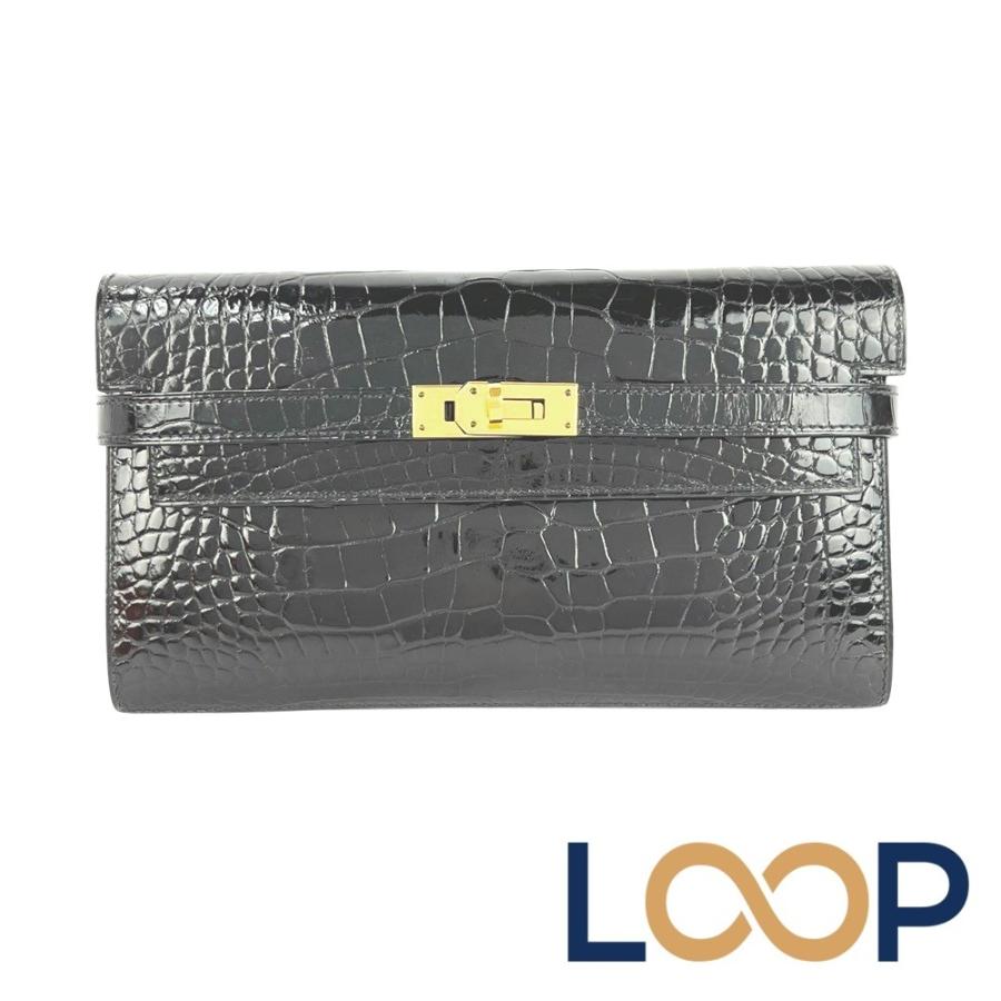 エルメス ■美品■ ケリー ウォレット ロング 長財布 財布 アリゲーター GP ブラック ゴールド A刻 箱 【697814】5 | 