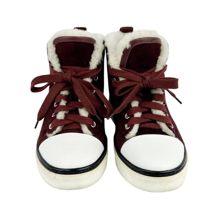 エルメス ■美品■ ジミー ハイカット スニーカー シューズ 靴 ロゴ ムートン ボルドー #36 1/2 【698156】5 |  | 05