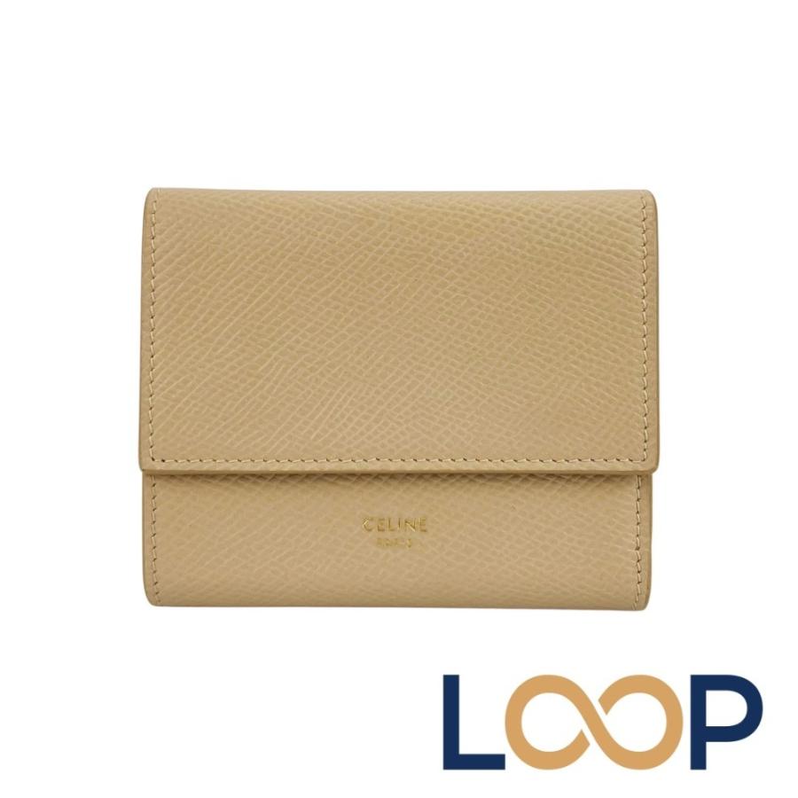 セリーヌ ■美品■ スミール トリフォールド ウォレット 二つ折り 財布 札入れ 小銭入れ レザー ベージュ 箱 【700231】5 | 