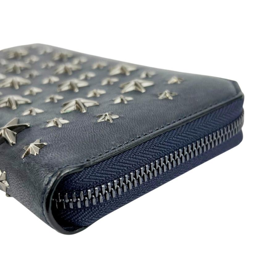 ジミーチュウ ■中古■ 長財布 ラウンド サイフ ウォレット スタッズ 星 スター レザー ネイビー シルバー 箱 【701337】5 |  | 03