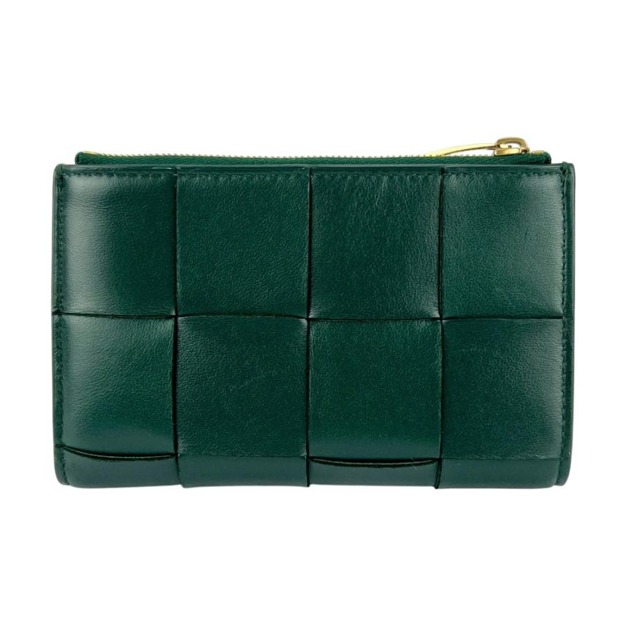 ボッテガヴェネタ ■美品■ マキシイントレチャート カセット 二つ折り 財布 ウォレット レザー グリーン 箱【702631】13 |  | 01