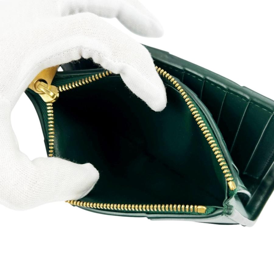 ボッテガヴェネタ ■美品■ マキシイントレチャート カセット 二つ折り 財布 ウォレット レザー グリーン 箱【702631】13 |  | 07