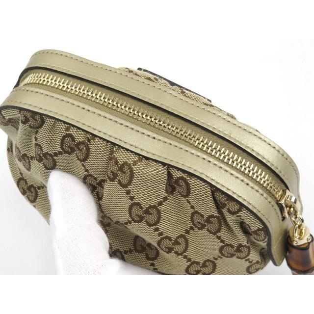 ▽値下げ▽□未使用□ グッチ GGキャンバス ポーチ 小物 入れ バンブー  