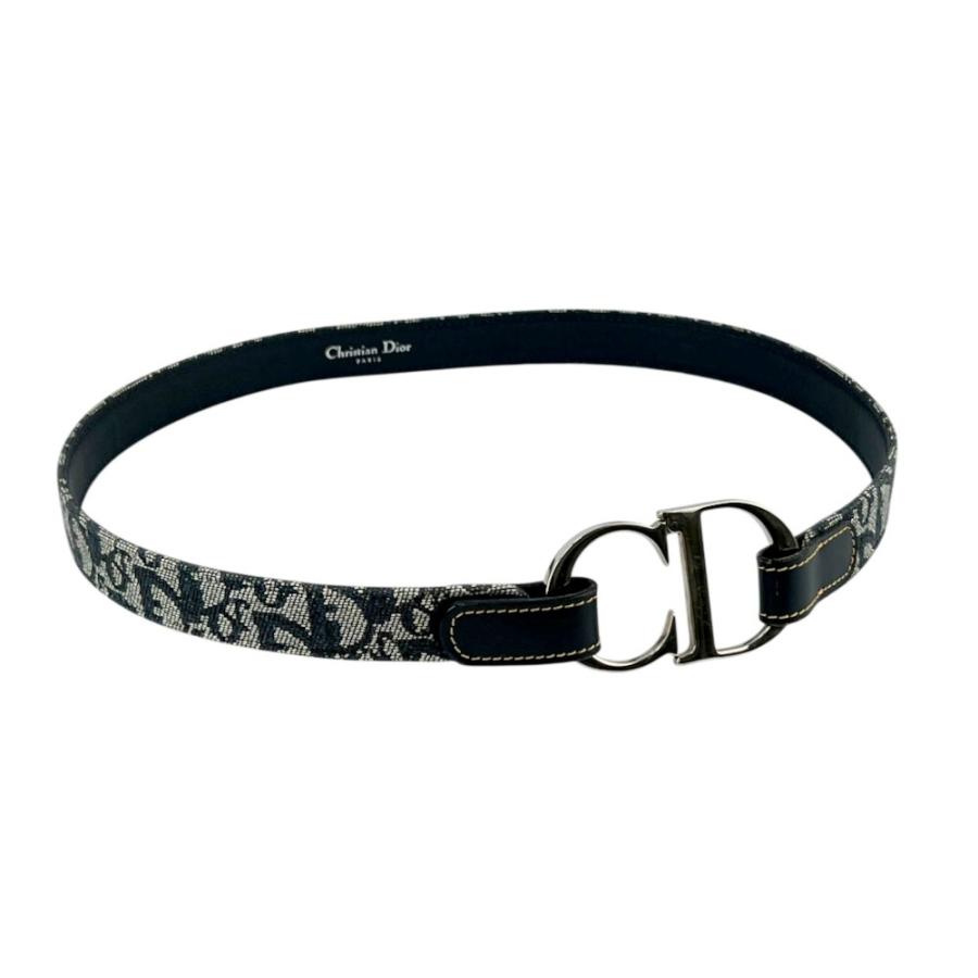 ディオール ■美品■ トロッター ベルト CDロゴ ファッション SS レザー キャンバス シルバー ネイビー #75 【716454】5 |  | 01