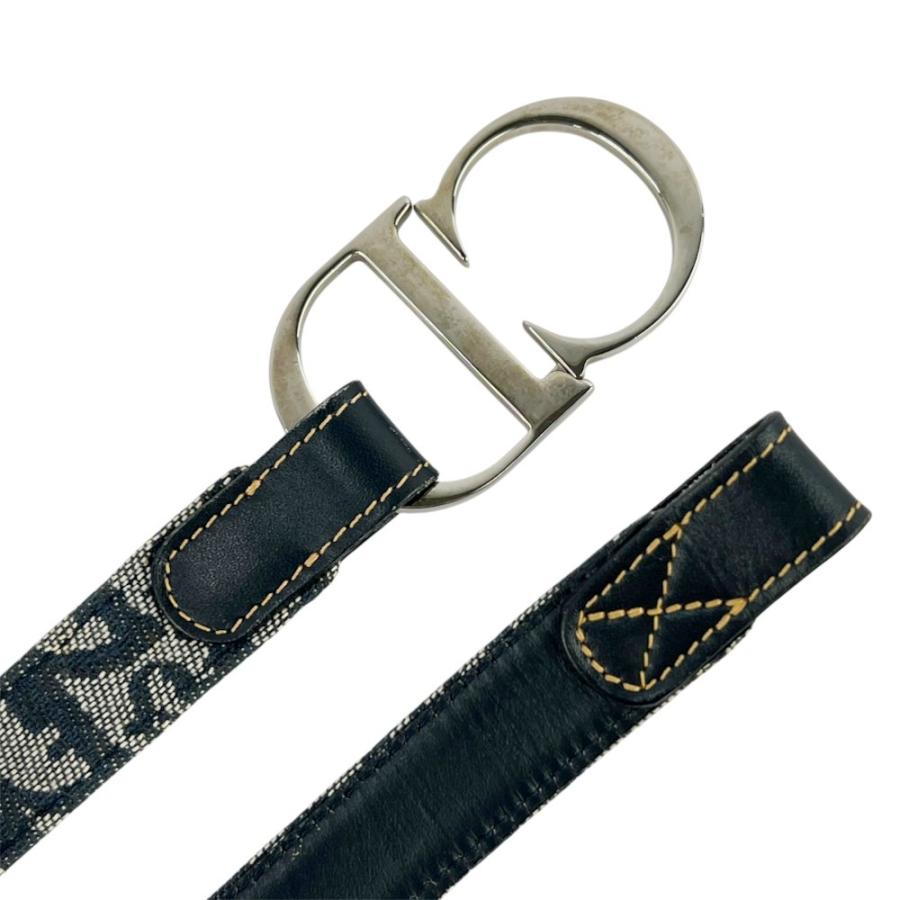 ディオール ■美品■ トロッター ベルト CDロゴ ファッション SS レザー キャンバス シルバー ネイビー #75 【716454】5 |  | 02