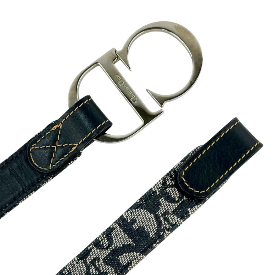 ディオール ■美品■ トロッター ベルト CDロゴ ファッション SS レザー キャンバス シルバー ネイビー #75 【716454】5 |  | 03