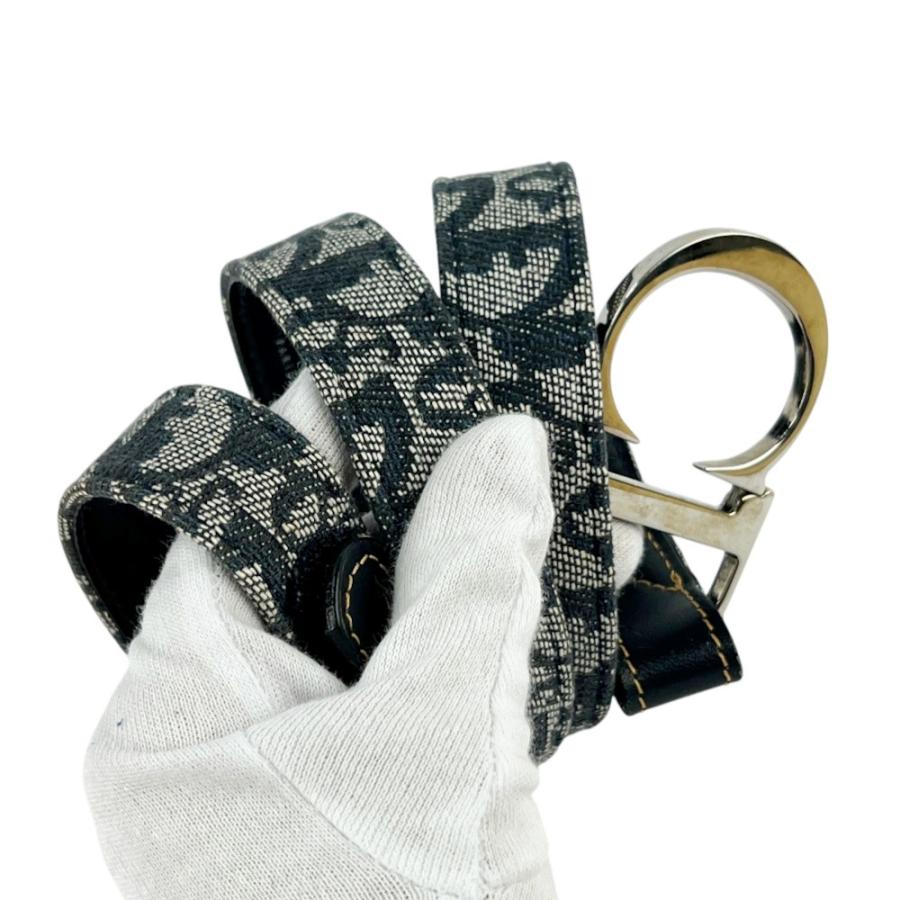 ディオール ■美品■ トロッター ベルト CDロゴ ファッション SS レザー キャンバス シルバー ネイビー #75 【716454】5 |  | 06