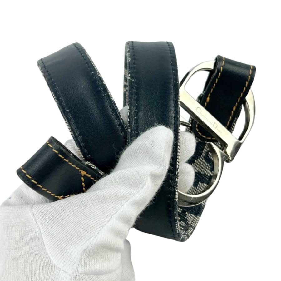 ディオール ■美品■ トロッター ベルト CDロゴ ファッション SS レザー キャンバス シルバー ネイビー #75 【716454】5 |  | 07