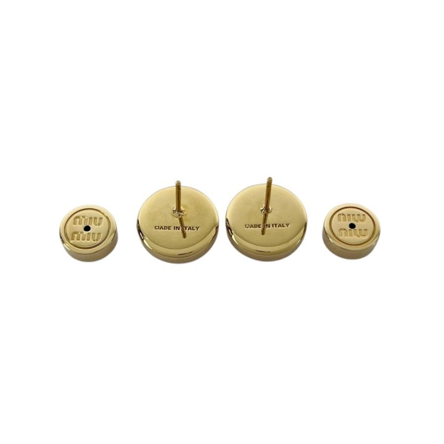 ミュウミュウ ■未使用■ エナメルメタル ロゴ ピアス アクセサリー GP ゴールド ブラック 箱 【718427】3 |  | 06