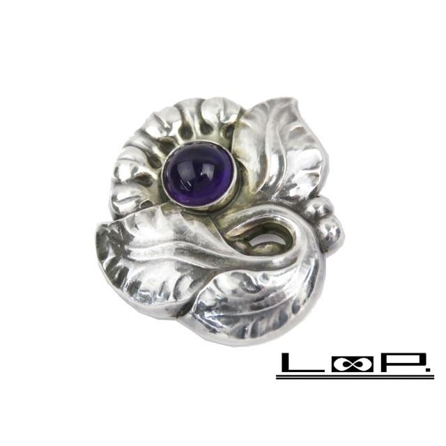 ▼値下げ▼　■美品■　ジョージジェンセン ブローチ フラワー パープル アメジスト SV ＃71 【72284】 | 