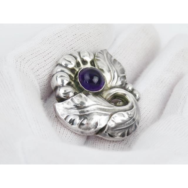 ▼値下げ▼　■美品■　ジョージジェンセン ブローチ フラワー パープル アメジスト SV ＃71 【72284】 |  | 01