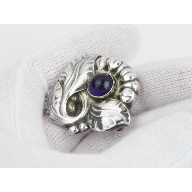 ▼値下げ▼　■美品■　ジョージジェンセン ブローチ フラワー パープル アメジスト SV ＃71 【72284】 |  | 02