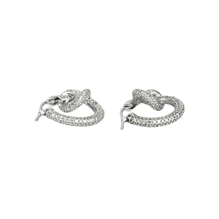 セリーヌ ■新同■ ノット スパークル フープ ピアス アクセサリー パヴェ SS シルバー 箱【723315】13 |  | 02
