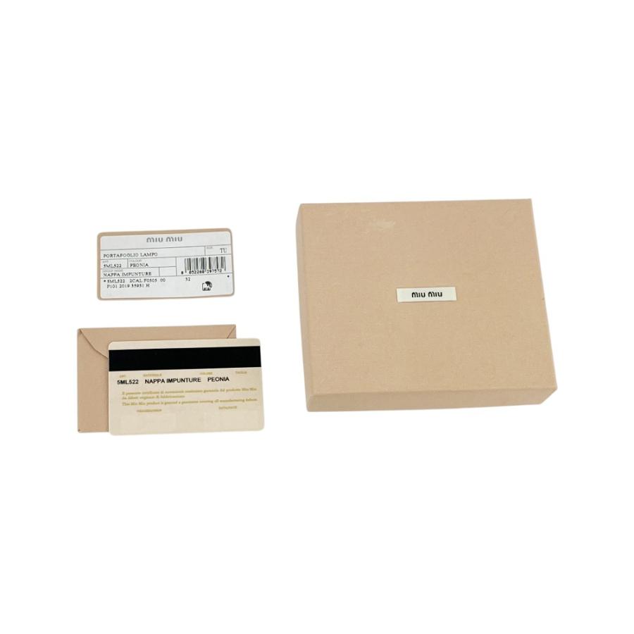 ミュウミュウ ■未使用■ 二つ折り 財布 ウォレット レザー ピンク ゴールド 5ML522 箱 【724862】8 |  | 09