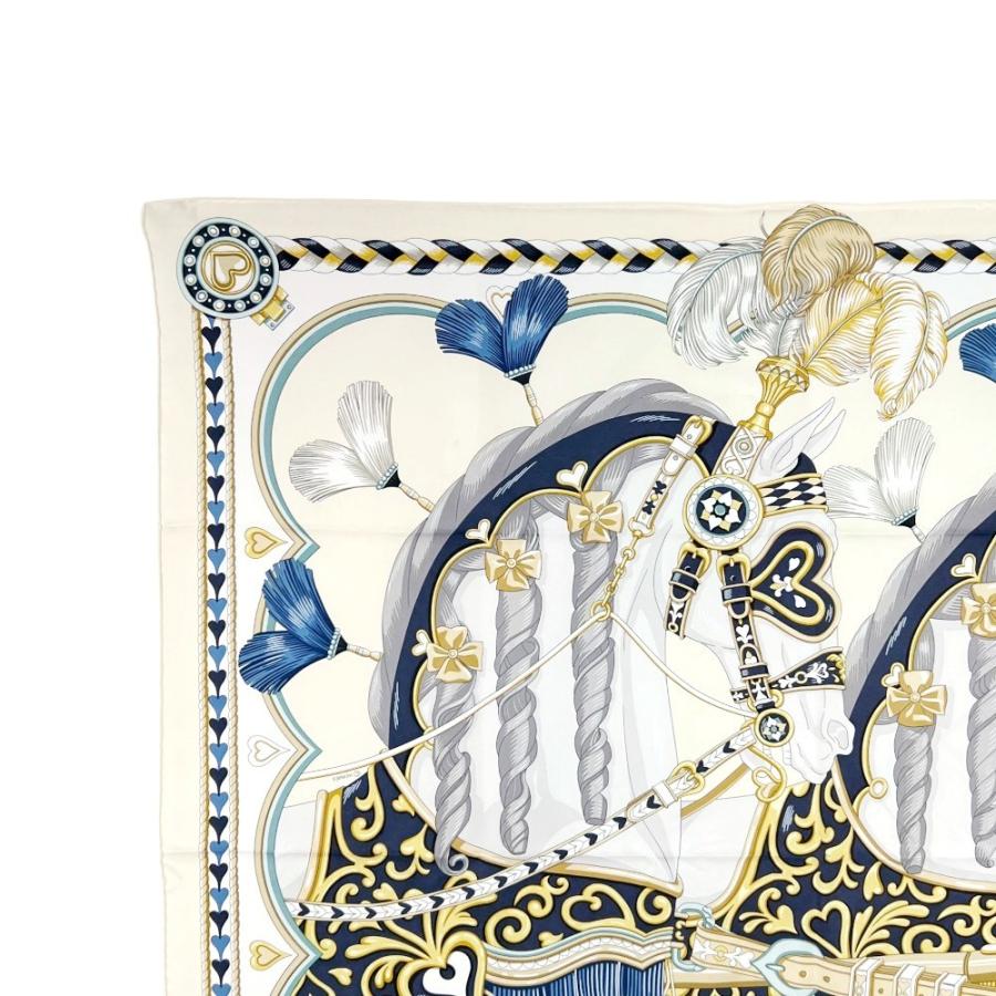 エルメス ■美品■ カレ90 スカーフ ファッション HARNAIS DE COEUR アルネ ドゥ クール 馬 シルク ベージュ【736223】13 |  | 01
