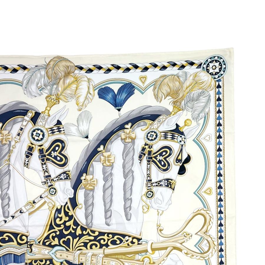 エルメス ■美品■ カレ90 スカーフ ファッション HARNAIS DE COEUR アルネ ドゥ クール 馬 シルク ベージュ【736223】13 |  | 02
