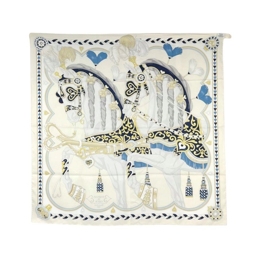 エルメス ■美品■ カレ90 スカーフ ファッション HARNAIS DE COEUR アルネ ドゥ クール 馬 シルク ベージュ【736223】13 |  | 06