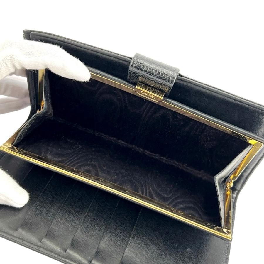 シャネル ■中古■ ココマーク 二つ折り がま口 長財布 ウォレット キャビアスキン ブラック 箱【737060】13 |  | 07