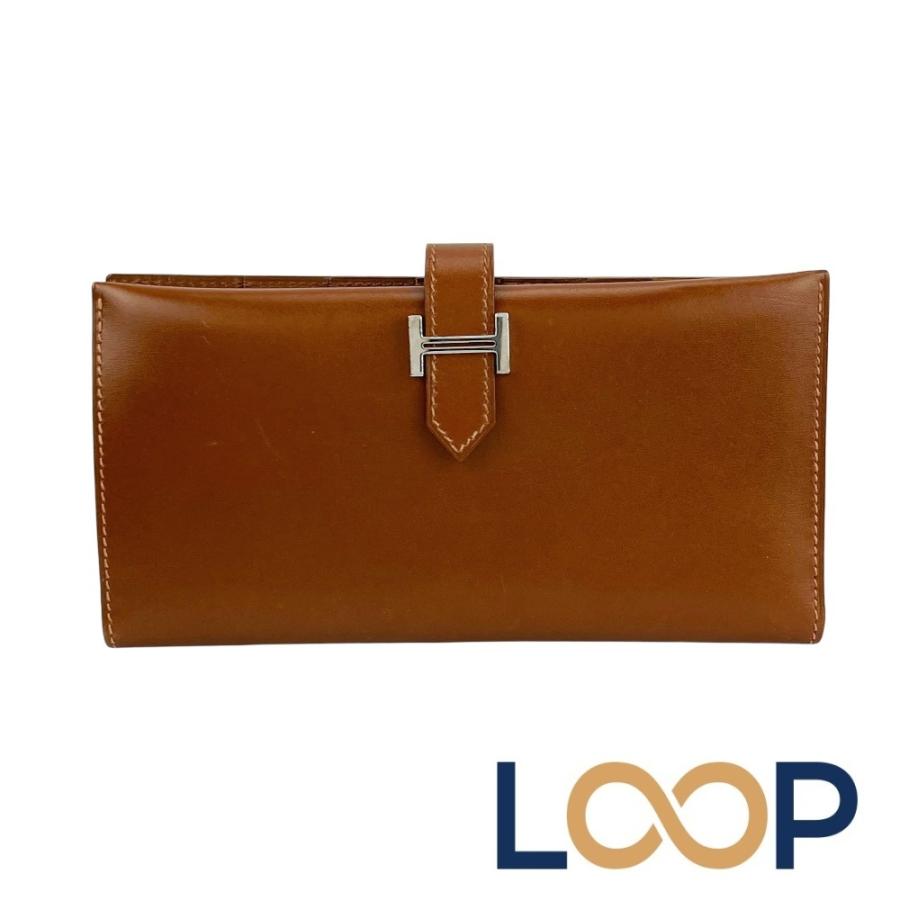 エルメス ■美品■ヴィンテージ■ ベアンクラシック 長財布 ウォレット ボックスカーフ SS ブラウン シルバー □F刻 【740657】5 | 