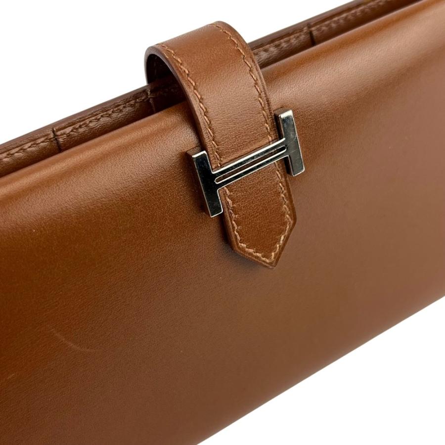 エルメス ■美品■ヴィンテージ■ ベアンクラシック 長財布 ウォレット ボックスカーフ SS ブラウン シルバー □F刻 【740657】5 |  | 09