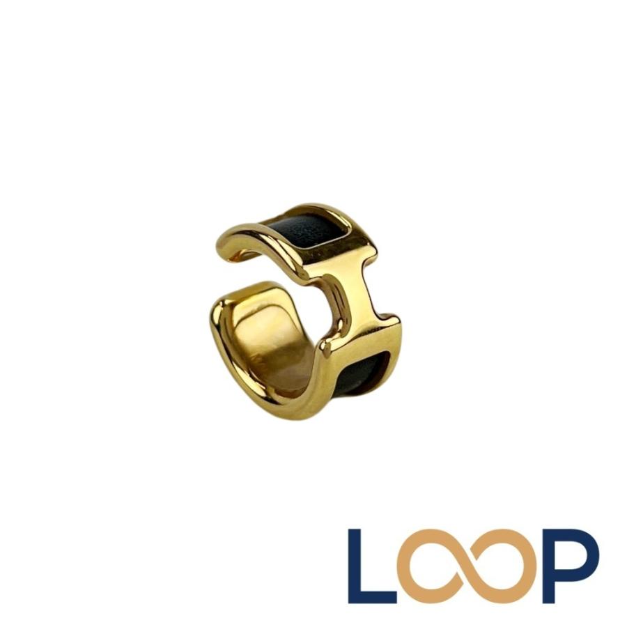 エルメス ■新同■ オランプPM イヤーカフ アクセサリー GP ボックスカーフ ゴールド ブラック 3.6g 【741821】5 | 