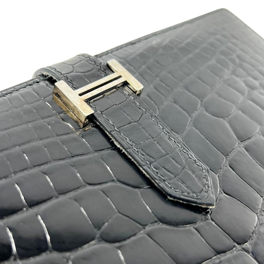 エルメス ■中古■ ベアンスフレ ウォレット 二つ折り 長財布 アリゲーター ブラック □K刻 【745010】5 |  | 06