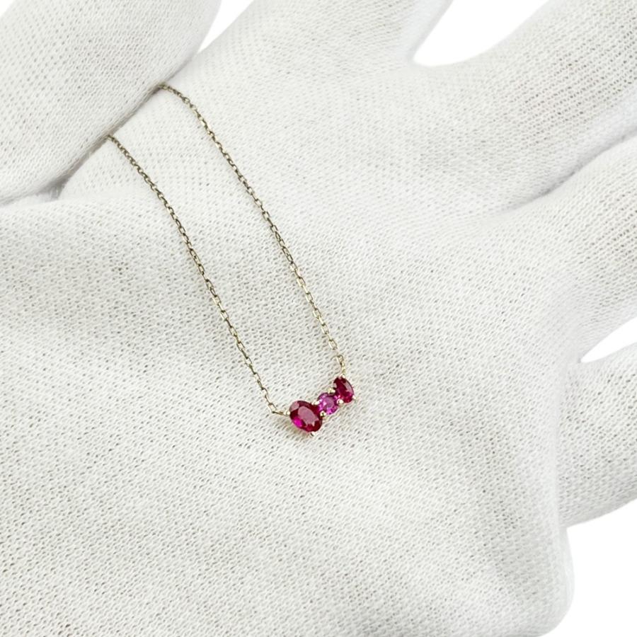 サマンサシルヴァ ■美品■ サンリオ ネックレス リボン アクセサリー K7 赤石 YG 約0.9g 【745102】11 |  | 08