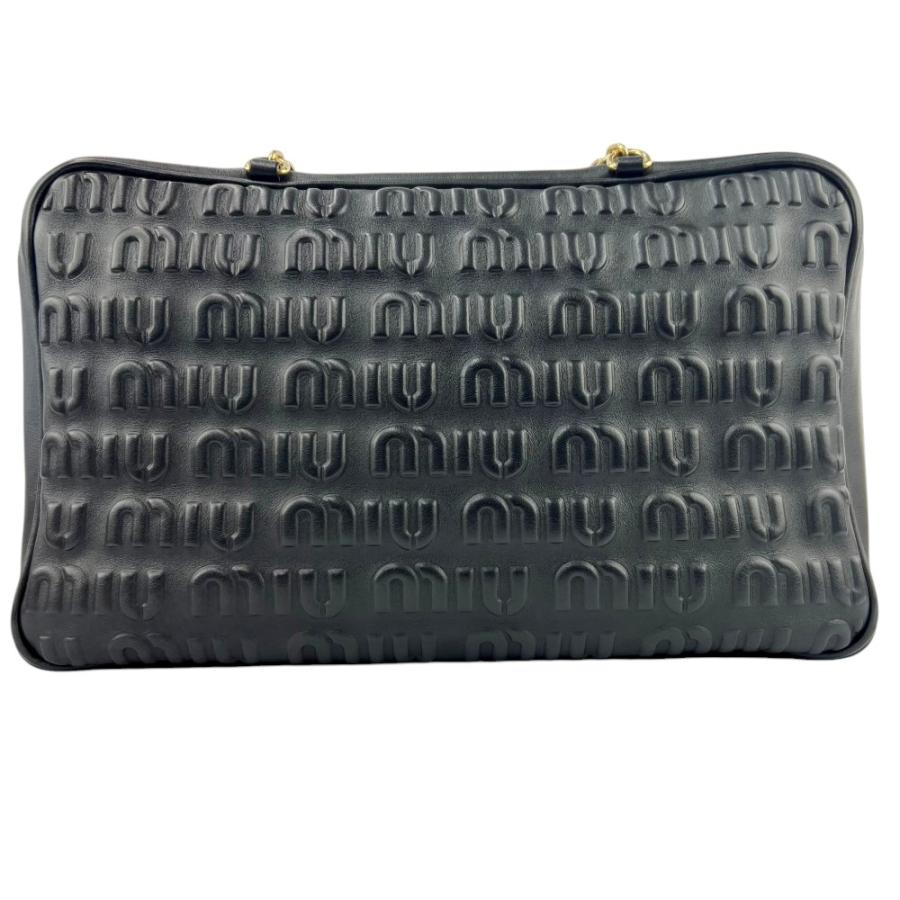 ミュウミュウ ■美品■ ロゴ 2WAY  チェーン ショルダー バッグ カバン ソフティーロゴ レザー ブラック NERO 5BB113 【745300】5 |  | 01