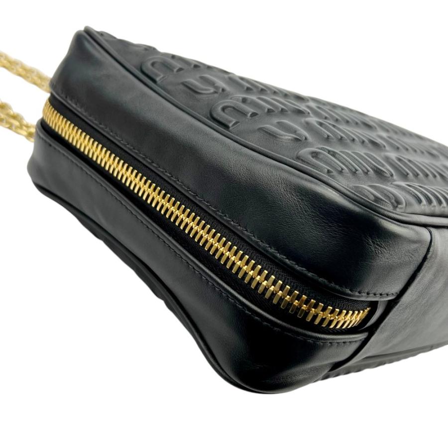 ミュウミュウ ■美品■ ロゴ 2WAY  チェーン ショルダー バッグ カバン ソフティーロゴ レザー ブラック NERO 5BB113 【745300】5 |  | 02