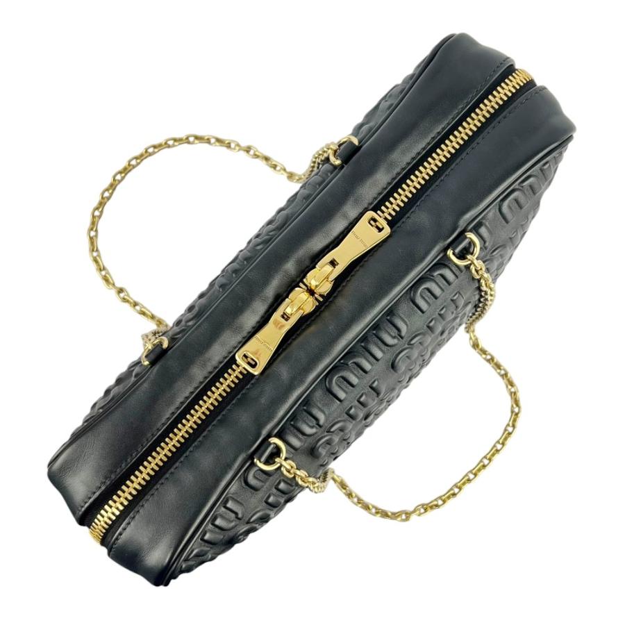 ミュウミュウ ■美品■ ロゴ 2WAY  チェーン ショルダー バッグ カバン ソフティーロゴ レザー ブラック NERO 5BB113 【745300】5 |  | 05