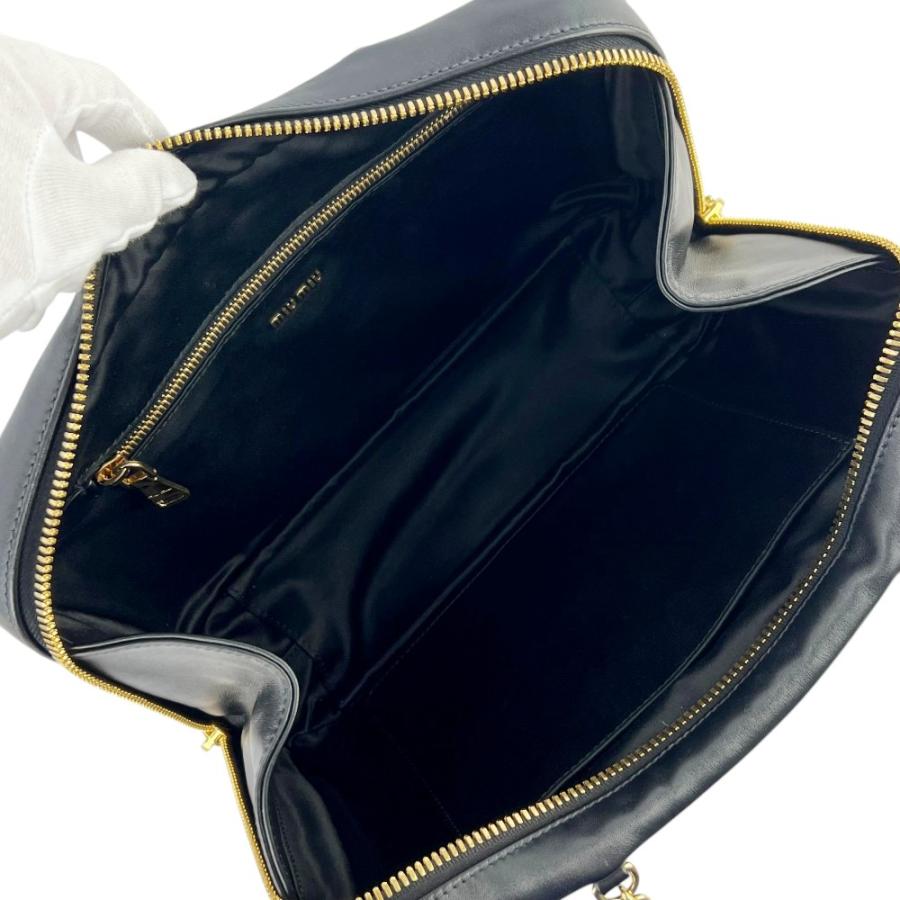 ミュウミュウ ■美品■ ロゴ 2WAY  チェーン ショルダー バッグ カバン ソフティーロゴ レザー ブラック NERO 5BB113 【745300】5 |  | 06