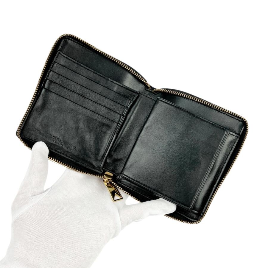 ボッテガヴェネタ ■中古■ マキシイントレチャート ラウンドジップ 二つ折り 財布 ウォレット レザー ブラック 箱【746079】13 |  | 06