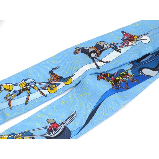 美品]エルメス ツイリー スペースダービー ネイビー スカーフ シルク