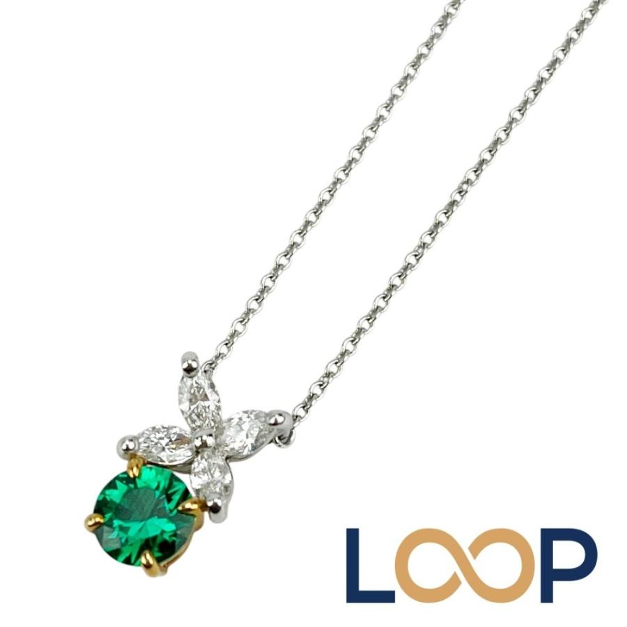 ティファニー ■美品■ ビクトリア ネックレス アクセサリー エメラルド ダイヤ プラチナ PT950 シルバー 3.7g 箱【758287】13 | 