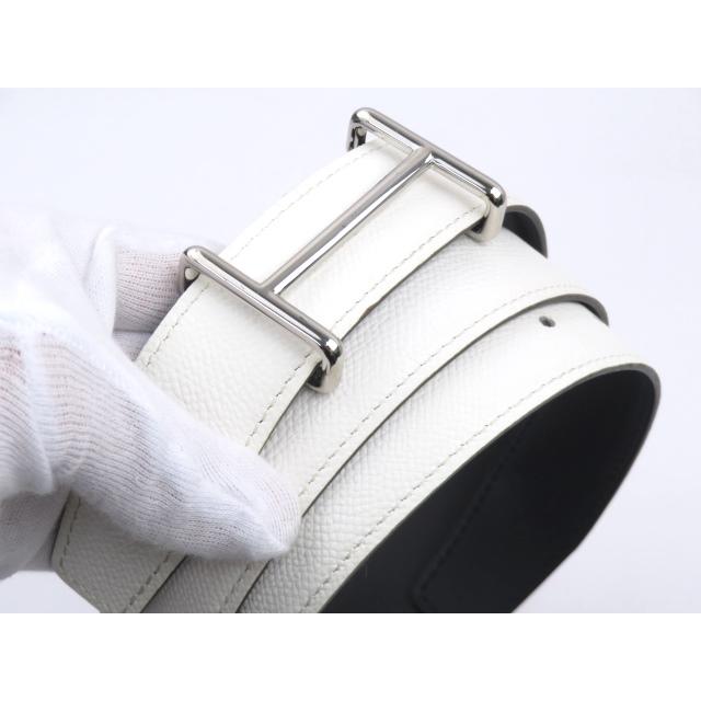 ▼値下げ▼■美品■85cm■　エルメス H ベルト 85 ホワイト ブラック 黒 エプソン SS □J刻 箱 【78989】 ▽値下げ▽□美品□85cm□ エルメス H ベルト 85 ホワイト ブラック 黒